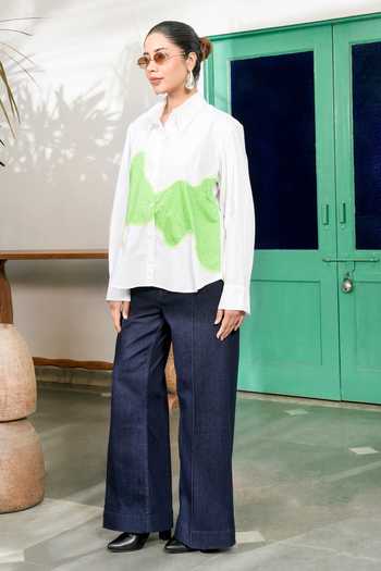 BAHAARA BY DIVYA NARULA Talia Abstract Wave Panel Shirt 