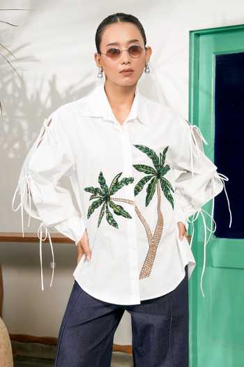 BAHAARA BY DIVYA NARULA Eden Tropical Palm Shirt 