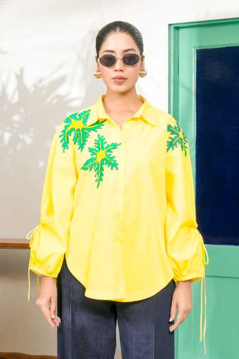 BAHAARA BY DIVYA NARULA Hailey Lemon Drawstring Shirt 