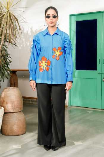BAHAARA BY DIVYA NARULA Azure Ocean Drawstring Shirt 