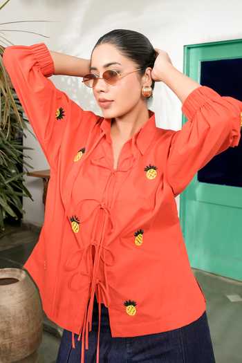 BAHAARA BY DIVYA NARULA Amber Pineapple Tie Up Shirt 