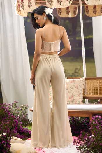 Aariyana Couture Net Embroidered Blouse Palazzo Set