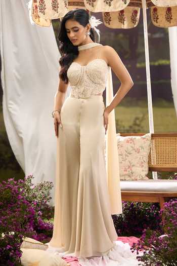 Shop Aariyana Couture Cream Net Sweetheart Neck Embroidered Blouse Palazzo Set Online at Aza Fashions Shop_Aariyana Couture_Cream Net Sweetheart Neck Embroidered Blouse Palazzo Set _Online_at_Aza_Fashions