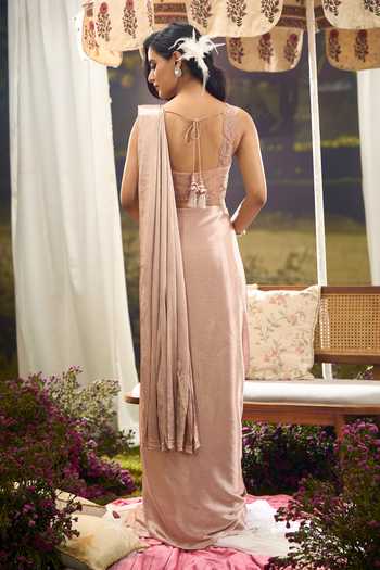 Aariyana Couture Silk Pre-Draped Saree With Net Blouse