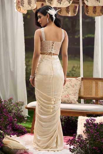 Aariyana Couture Embroidered Blouse Draped Skirt Set