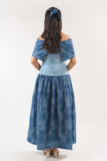 9899 Off Shoulder Printed Dress 