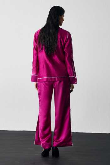 Notsosure Lines Dupion Silk Shirt & Pant Set 