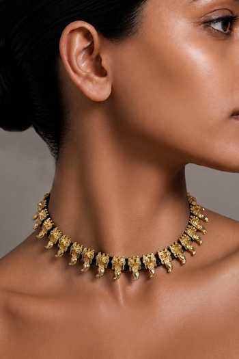 House Of Tuhina Isha Carved Choker Necklace