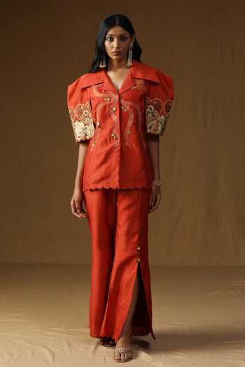 Arpita Sulakshana Chitra Kesar Noor Shirt & Bell Bottom Pant Set 