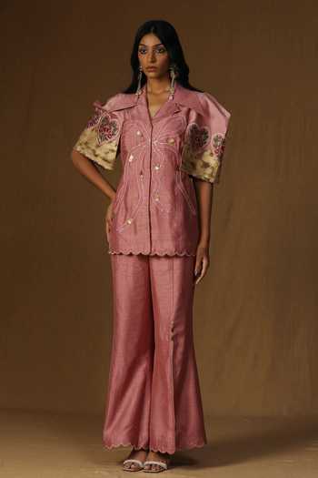 Arpita Sulakshana Chitra Gulab Noor Shirt & Bell Bottom Pant Set 