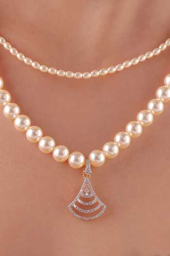 MRJEWELS Eshana Freshwater Pearl Layered Necklace Set 