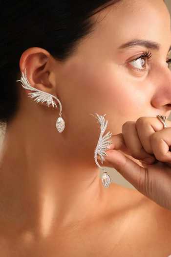 MRJEWELS Stone Embllished Pair of Wing Ear Cuffs 