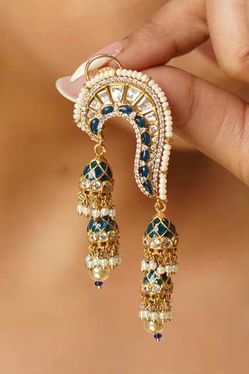 MRJEWELS Aaliya Polki Embellished Jhumka Earrings 