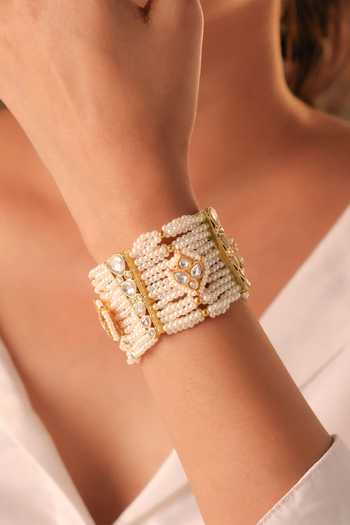 MRJEWELS Noor Pearl Kundan Cuff Bracelet 