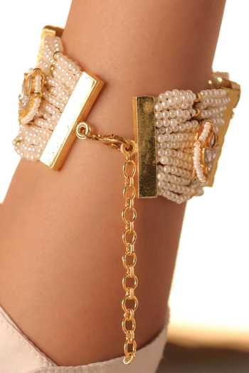 MRJEWELS Noor Pearl Kundan Cuff Bracelet 