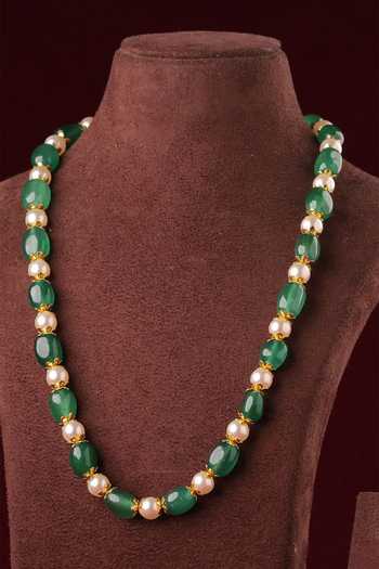 MRJEWELS Elegant Green Pearl Necklace 