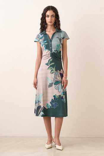 RANNA GILL Nayara Waist Gathered Midi Dress
