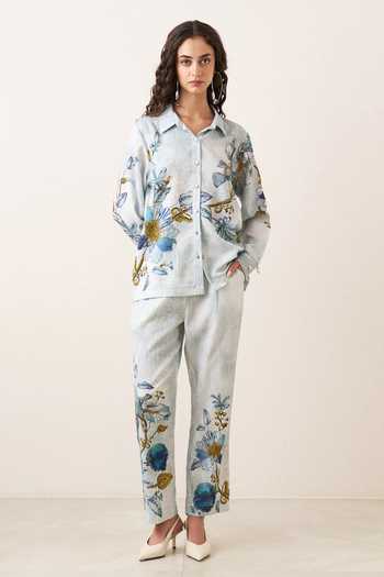 RANNA GILL Rose Print Shirt & Pant Set