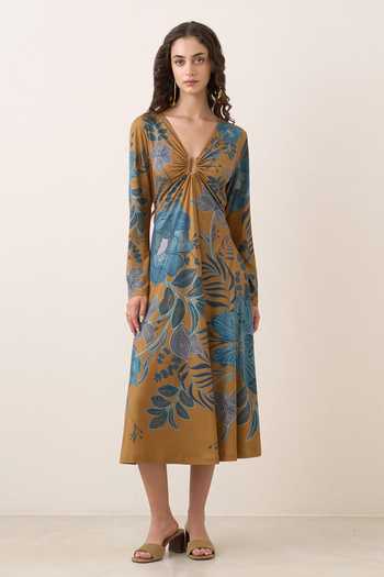 RANNA GILL Yavira Gathered Midi Dress