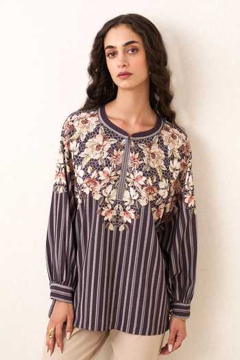 RANNA GILL Cove Stripe Print Top