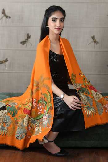 Mauli Cashmere A Toucans Day Embroidered Stole 