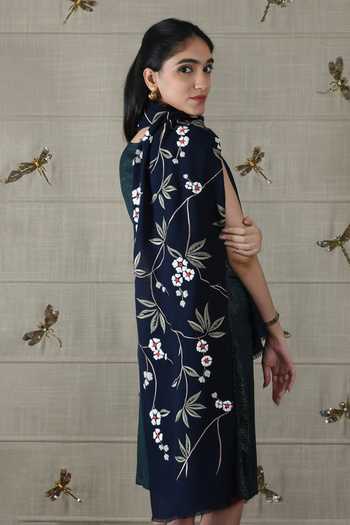 Mauli Cashmere Blue Sapphire Blossom Embroidered Stole Online at Aza Fashions Mauli Cashmere_Blue Sapphire Blossom Embroidered Stole _Online_at_Aza_Fashions