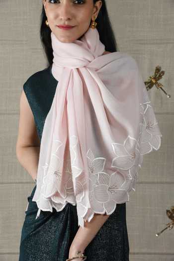 Mauli Cashmere Ivory Midnight Bloom Embroidered Stole Online at Aza Fashions Mauli Cashmere_Ivory Midnight Bloom Embroidered Stole _Online_at_Aza_Fashions