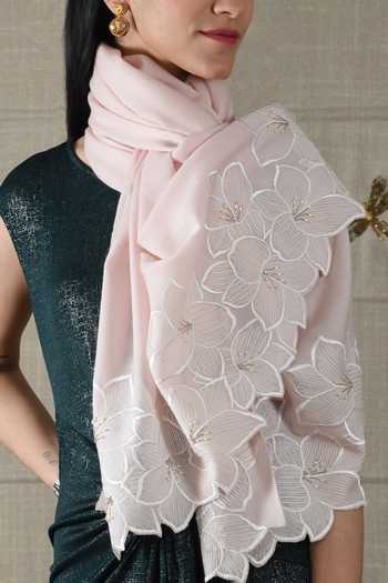 Buy Mauli Cashmere Ivory Midnight Bloom Embroidered Stole Online at Aza Fashions Buy_Mauli Cashmere_Ivory Midnight Bloom Embroidered Stole _Online_at_Aza_Fashions