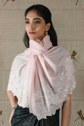 Mauli Cashmere Midnight Bloom Embroidered Stole 