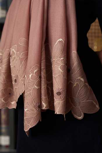 Buy Mauli Cashmere Pink Magnolia Bloom Embroidered Stole Online at Aza Fashions Buy_Mauli Cashmere_Pink Magnolia Bloom Embroidered Stole _Online_at_Aza_Fashions