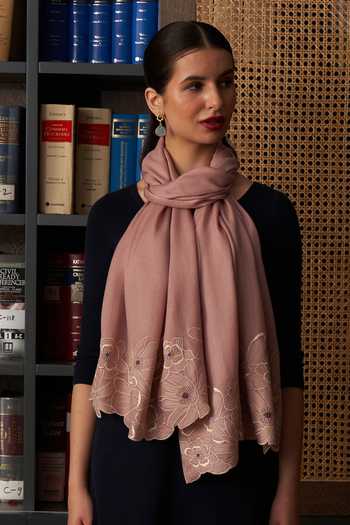 Mauli Cashmere Magnolia Bloom Embroidered Stole 