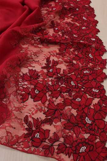 Buy Mauli Cashmere Red A Rose Filigree Embroidered Stole Online at Aza Fashions Buy_Mauli Cashmere_Red A Rose Filigree Embroidered Stole _Online_at_Aza_Fashions