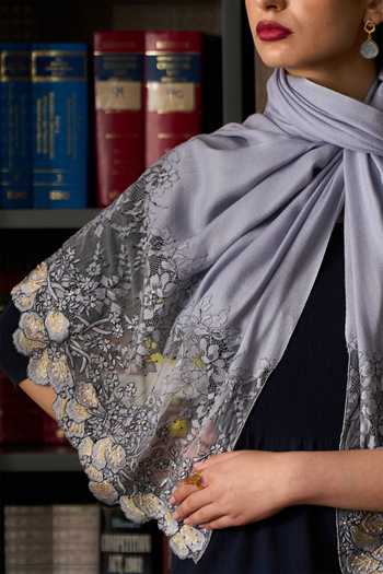 Mauli Cashmere Blue Dainty Petals Embroidered Stole Online at Aza Fashions Mauli Cashmere_Blue Dainty Petals Embroidered Stole _Online_at_Aza_Fashions