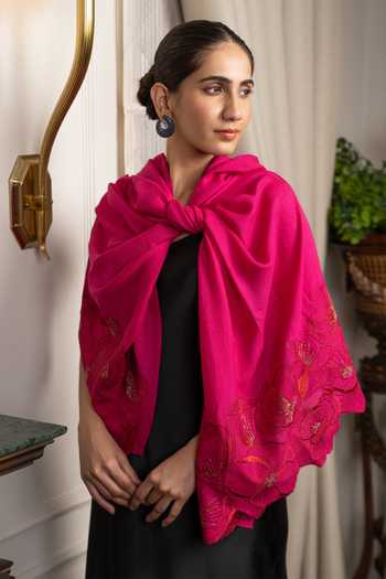 Mauli Cashmere Poppy Affair Embroidered Stole 