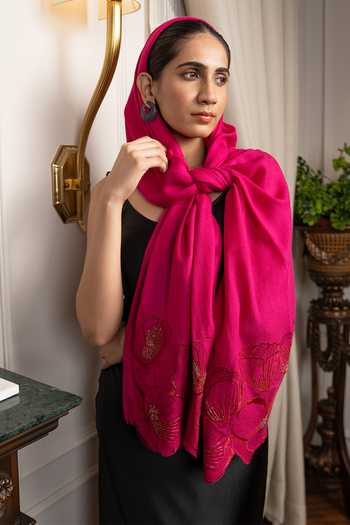 Mauli Cashmere Poppy Affair Embroidered Stole 