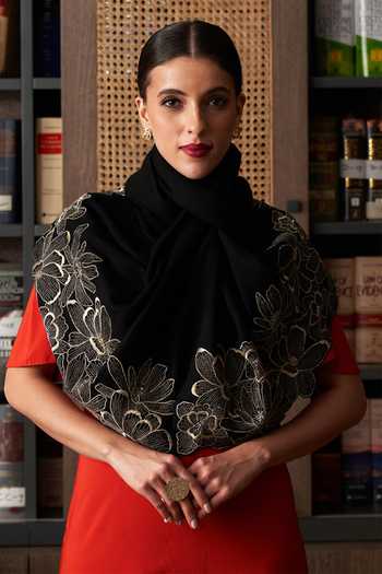 Mauli Cashmere Magnolia Bloom Embroidered Stole 
