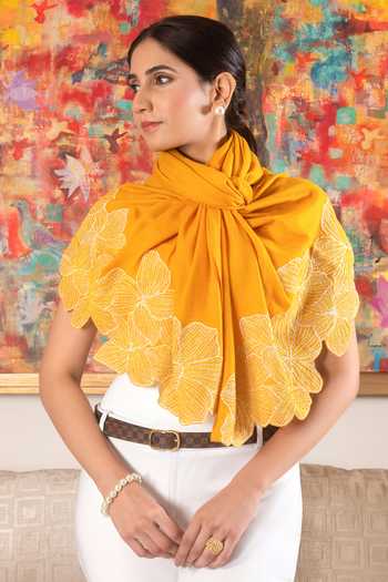 Mauli Cashmere Magnificent Blooms Embroidered Stole 