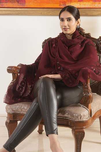 Mauli Cashmere Persian Mirror Embroidered Stole 