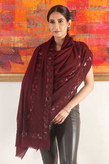 Mauli Cashmere Persian Mirror Embroidered Stole 
