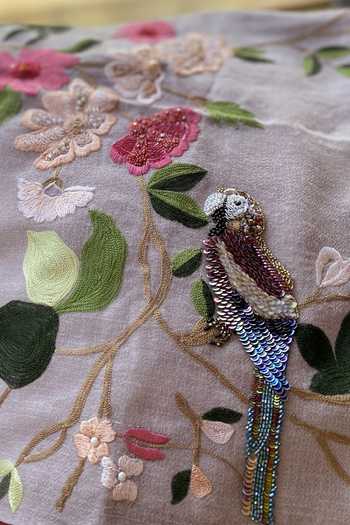 Mauli Cashmere Pink Magnificent Magnolia Embroidered Stole Online at Aza Fashions Mauli Cashmere_Pink Magnificent Magnolia Embroidered Stole _Online_at_Aza_Fashions