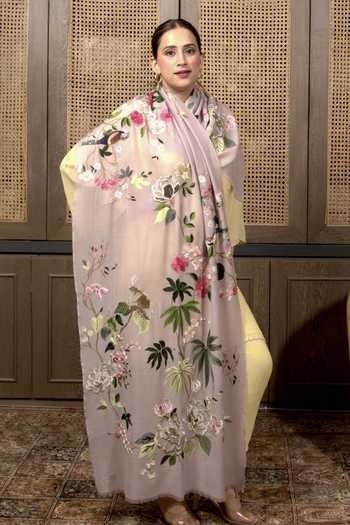 Mauli Cashmere Magnificent Magnolia Embroidered Stole 