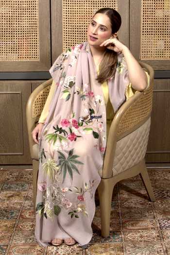 Mauli Cashmere Magnificent Magnolia Embroidered Stole 