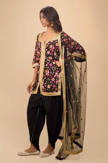 Buy Samyukta Singhania Black Net Embroidered Kurta And Dhoti Pant Set Online at Aza Fashions Buy_Samyukta Singhania_Black Net Embroidered Kurta And Dhoti Pant Set _Online_at_Aza_Fashions