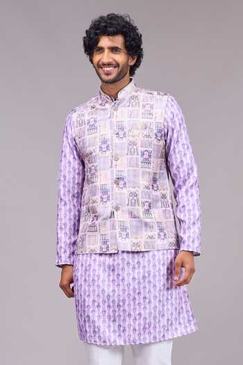 Arihant Rai Sinha Printed Kurta & Nehru Jacket Set 