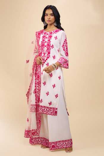 Buy Samyukta Singhania Off White Georgette Embroidery Round Neck Kurta Set Online at Aza Fashions Buy_Samyukta Singhania_Off White Georgette Embroidery Round Neck Kurta Set _Online_at_Aza_Fashions
