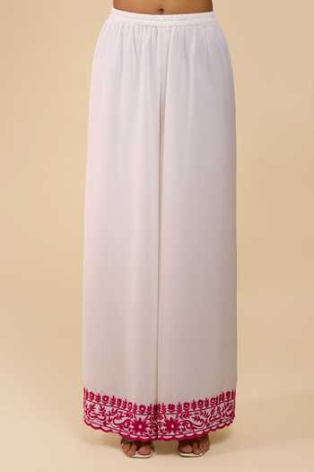 Samyukta Singhania Off White Georgette Embroidery Round Neck Kurta Set at Aza Fashions Samyukta Singhania_Off White Georgette Embroidery Round Neck Kurta Set _at_Aza_Fashions