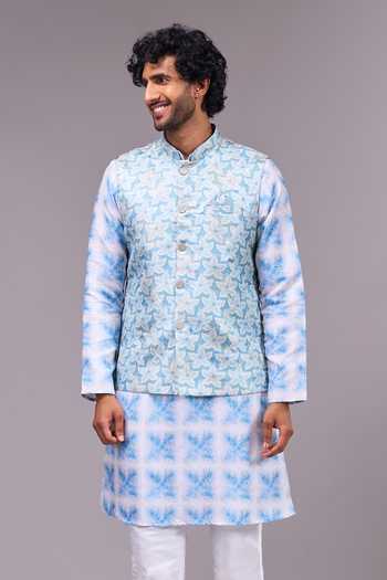 Arihant Rai Sinha Bundi & Geometric Pattern Kurta Set 