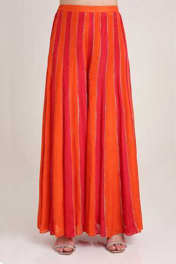 Buy KEITH GOMES Red Crepe, Chiffon Embroidery, Sequins, Stones, Mirrors Tunic And Palazzo Set Online at Aza Fashions Buy_KEITH GOMES_Red Crepe, Chiffon Embroidery, Sequins, Stones, Mirrors Tunic And Palazzo Set _Online_at_Aza_Fashions