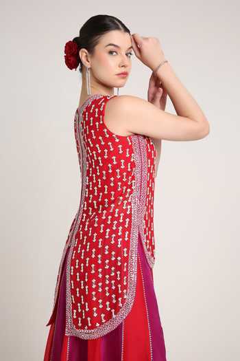 Buy KEITH GOMES Pink Silk Organza, Lycra, Net Round Neck Embroidered Kurta And Palazzo Set Online at Aza Fashions Buy_KEITH GOMES_Pink Silk Organza, Lycra, Net Round Neck Embroidered Kurta And Palazzo Set _Online_at_Aza_Fashions