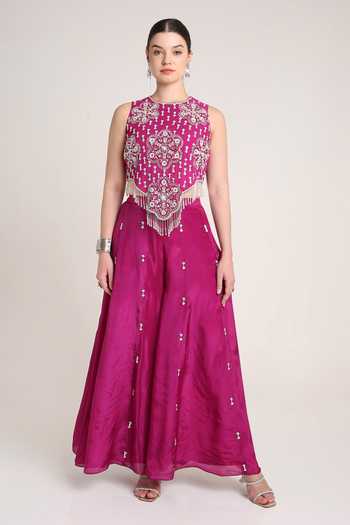 KEITH GOMES Glass Silk Organza Top and Palazzo Set 